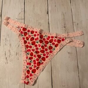 PINK Victoria's Secret Strawberry Print Lace Panties